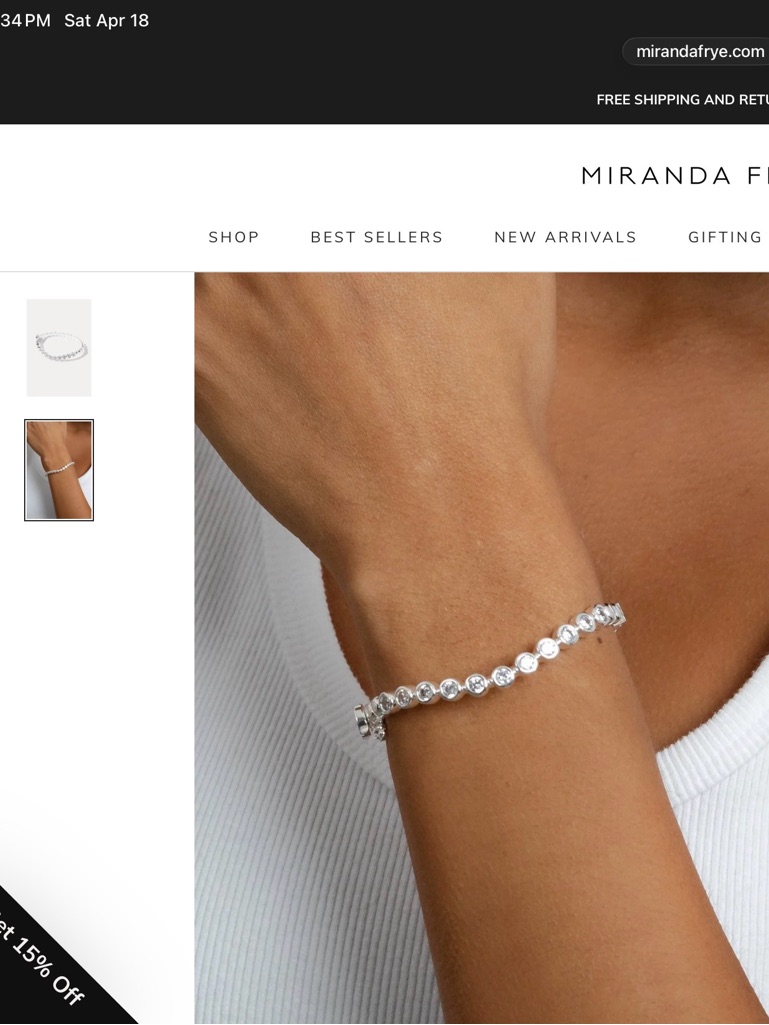 Miranda Frye Waverly Silver Crystal Bezel Bracelet -Small — image 6 of 7